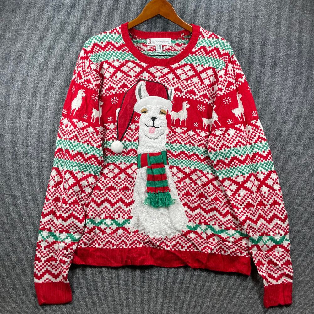 Jolly Sweaters Ugly Llama Sweater Men's XXL Red/Green Christmas Holiday